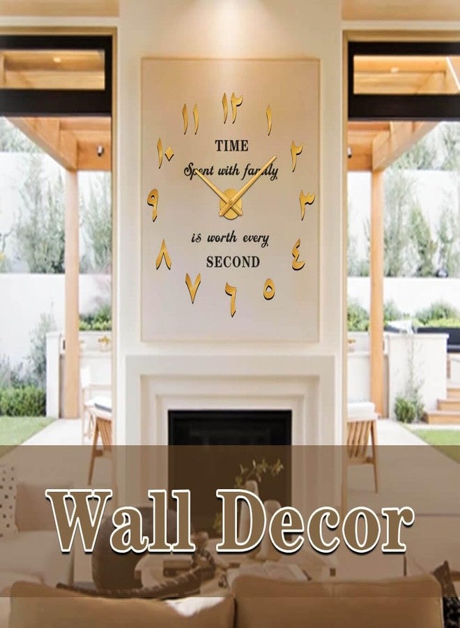 VANGOLD Large DIY Wall Clock, 2-Year Warranty Modern 3D Wall Clock with Eastern Arabic Numerals for Home Office Christmas Decorations Gift (Gold) - Image 2